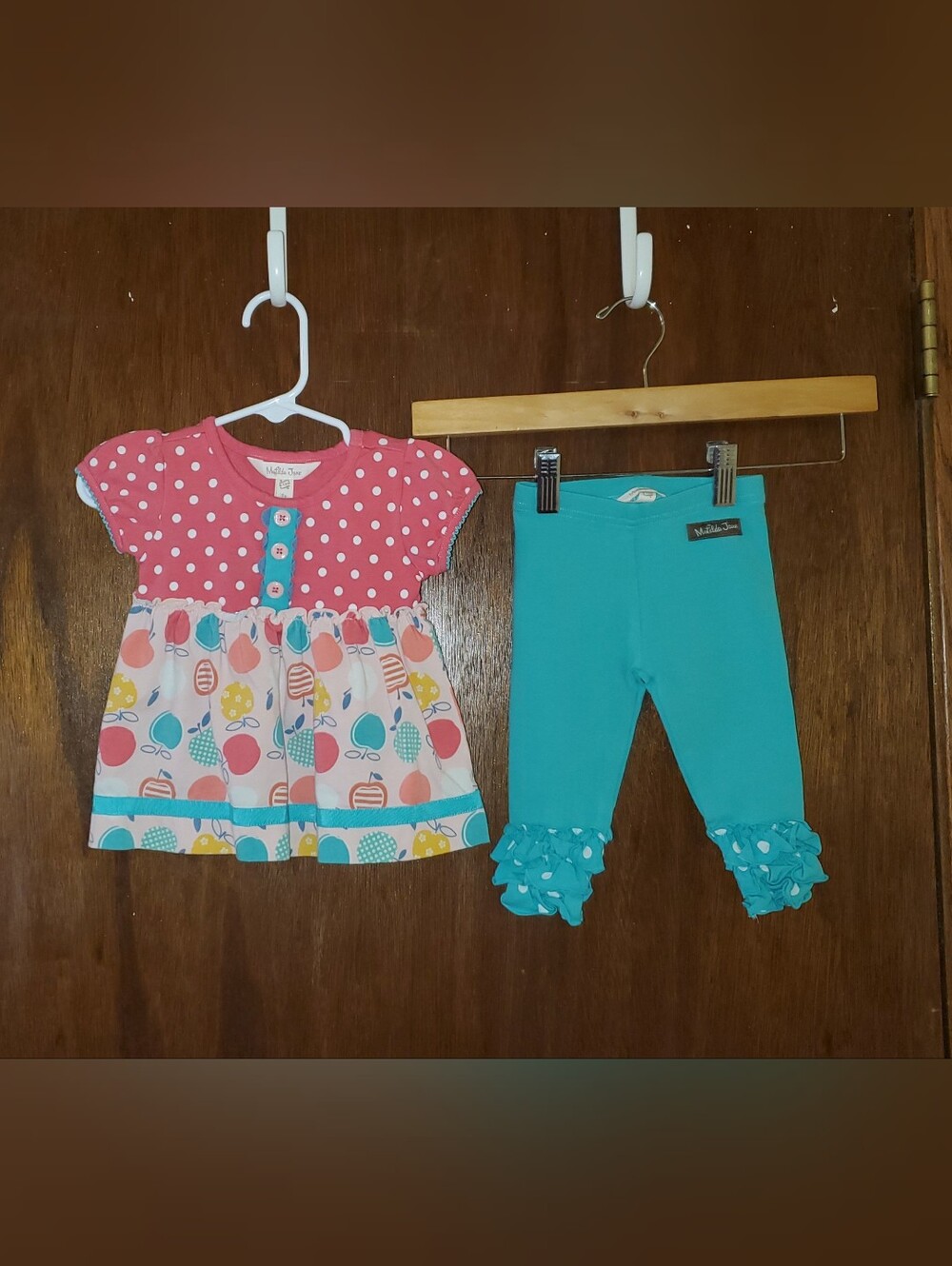 Matilda Jane Sweet To The Core Ruffle Baby Set Sz 6-12 Months